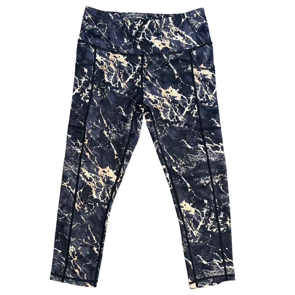 CVG Capri Leggings Black Gold Marble Constantly Varied Gear CrossFit Women Small